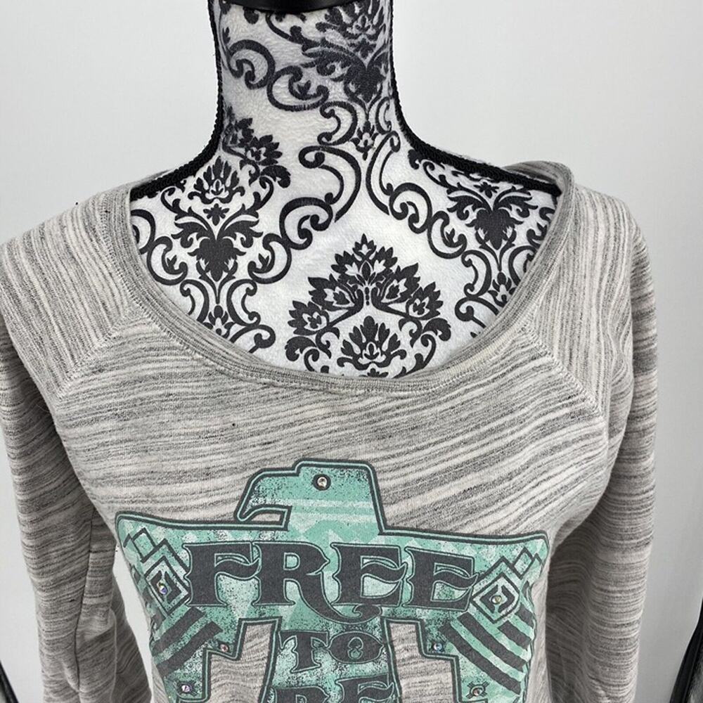 ATX Mafia Free To Be Rhinestone Eagle Wide Neck Sweatshirt. Size Medium - Picture 3 of 8